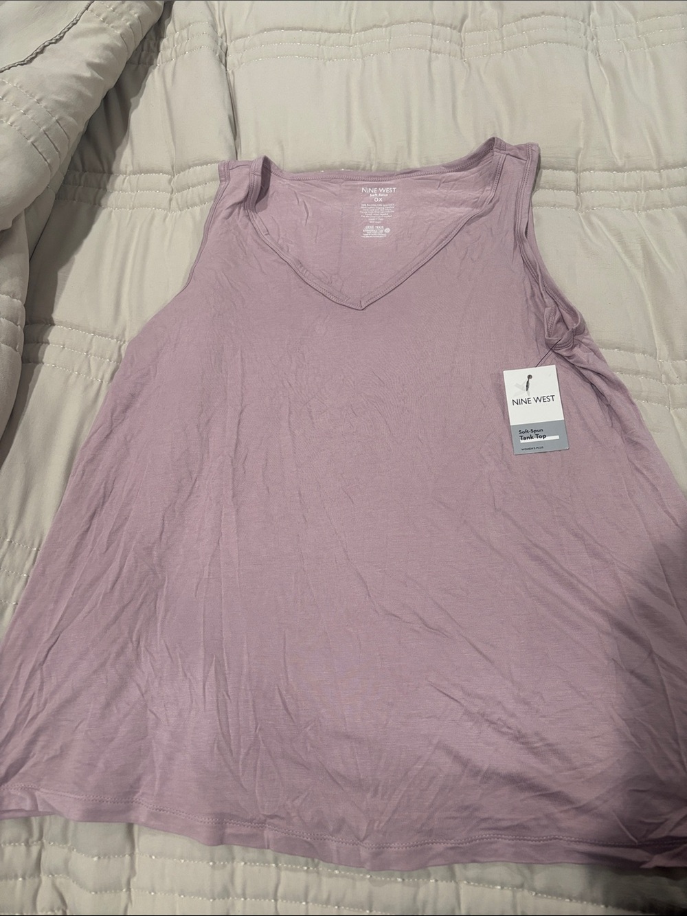 Nine West Light Lavender V-Neck Tank Top